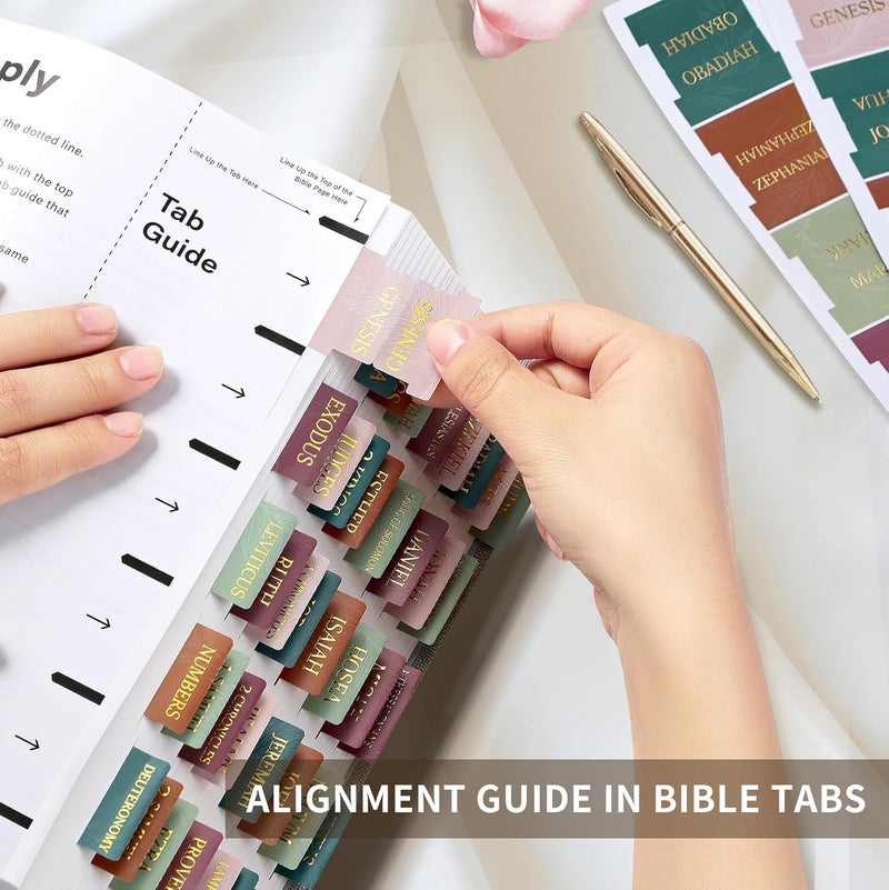 Taja Bible Tabs for Women & Men, Laminated Bible Tabs for Study Bible, Large Print Neutral Bible Tabs for Easy Navigation, Bible Index Tabs, 66 Tabs Old & New Testament, Extra 9 Blank Tabs - Leaves - Image 5